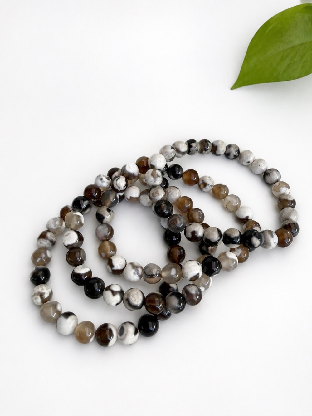 Natural Coffee Agate Beaded Stretch Bracelet -see description
